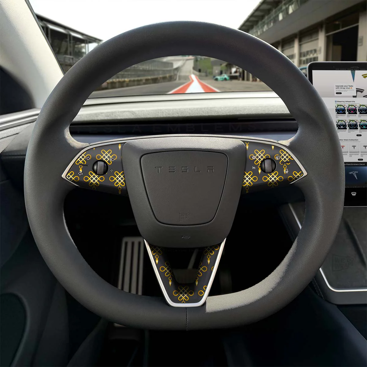 Lucky Knot Tesla Steering Wheel Trim Decal Kit | 3-piece Set | Model 3 - Image 3